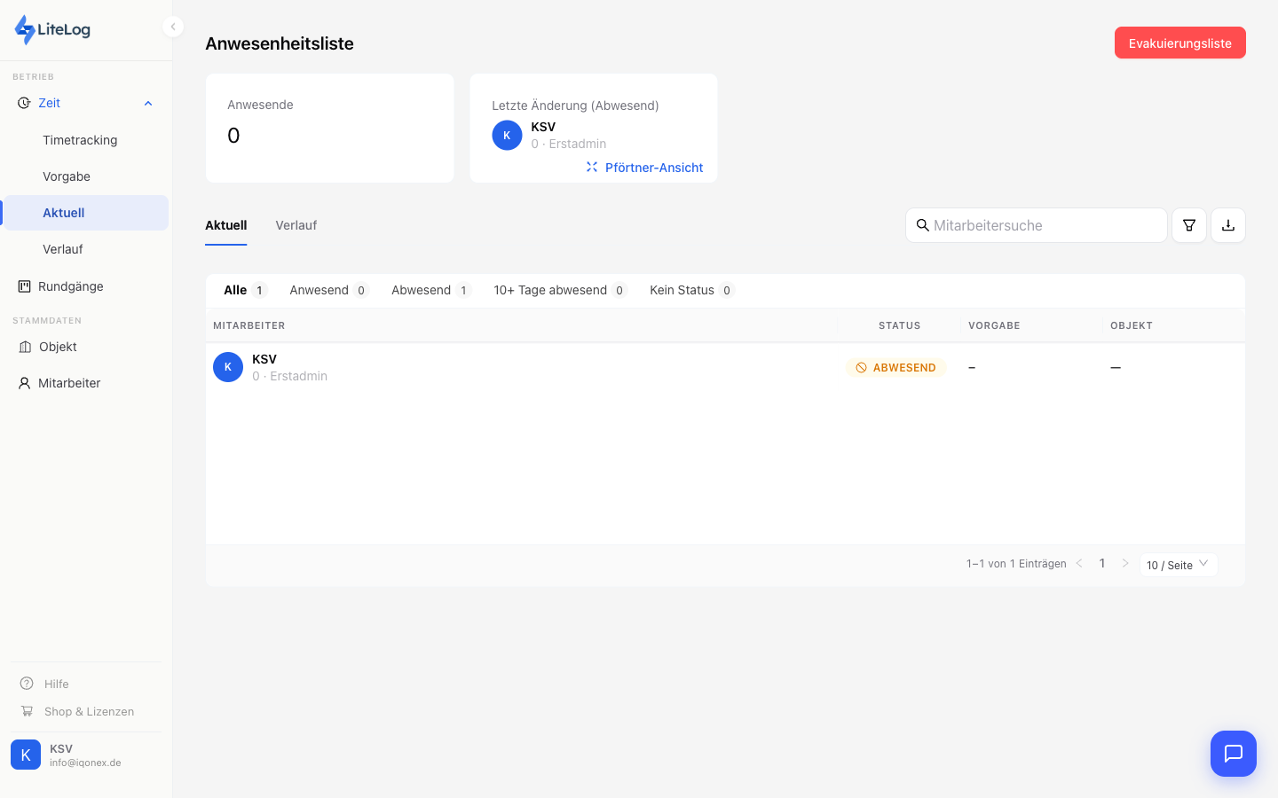 Anwesenheitsliste (Live)