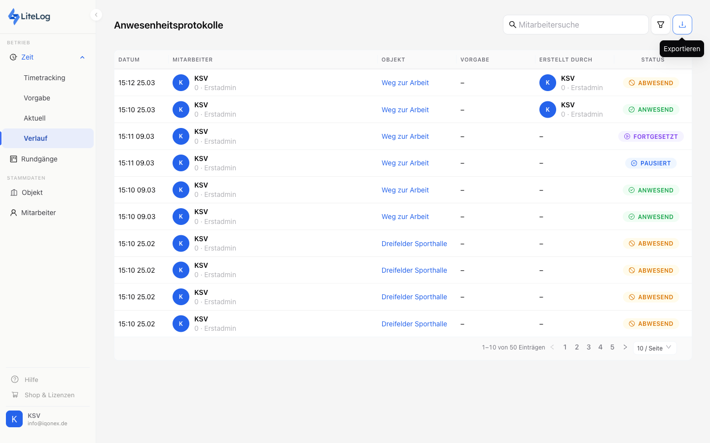 Anwesenheitsprotokolle