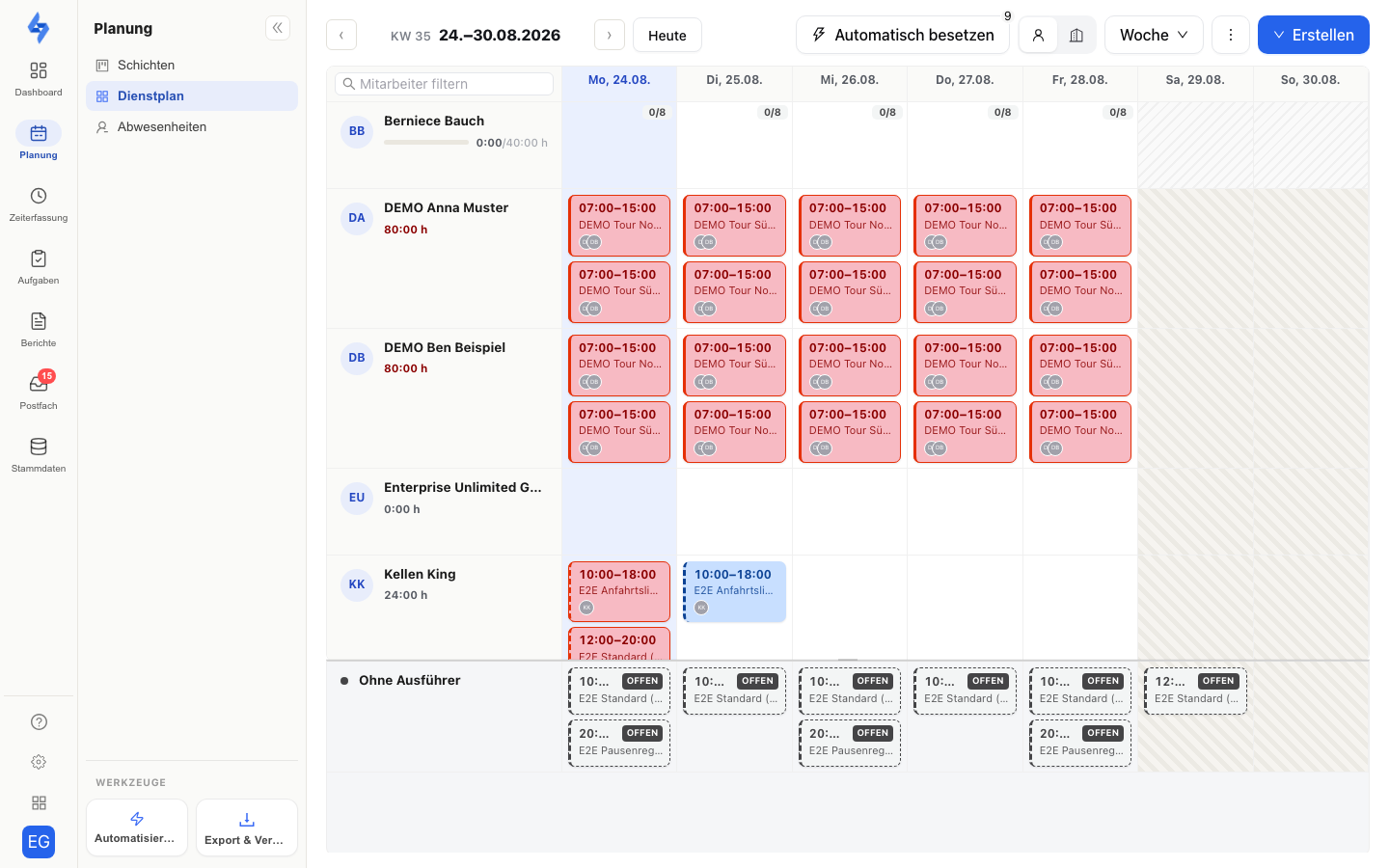 Dienstplan (Matrix)