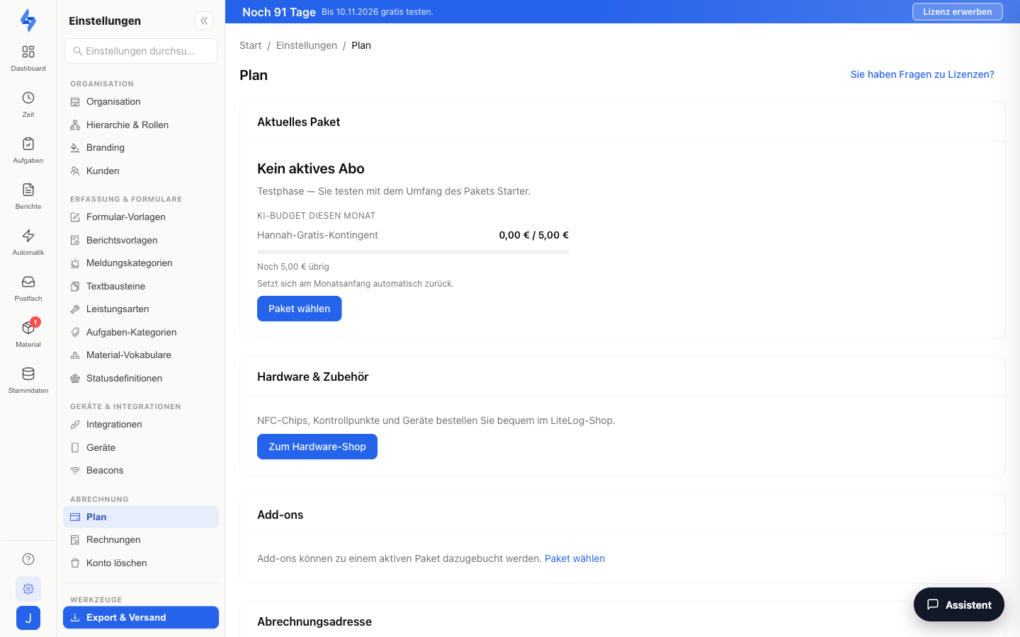 License &amp; Billing