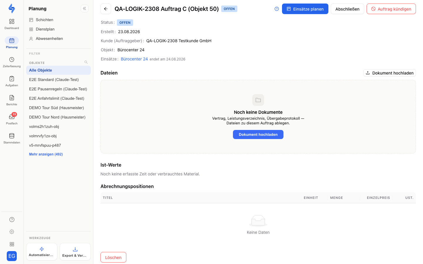 Order detail page